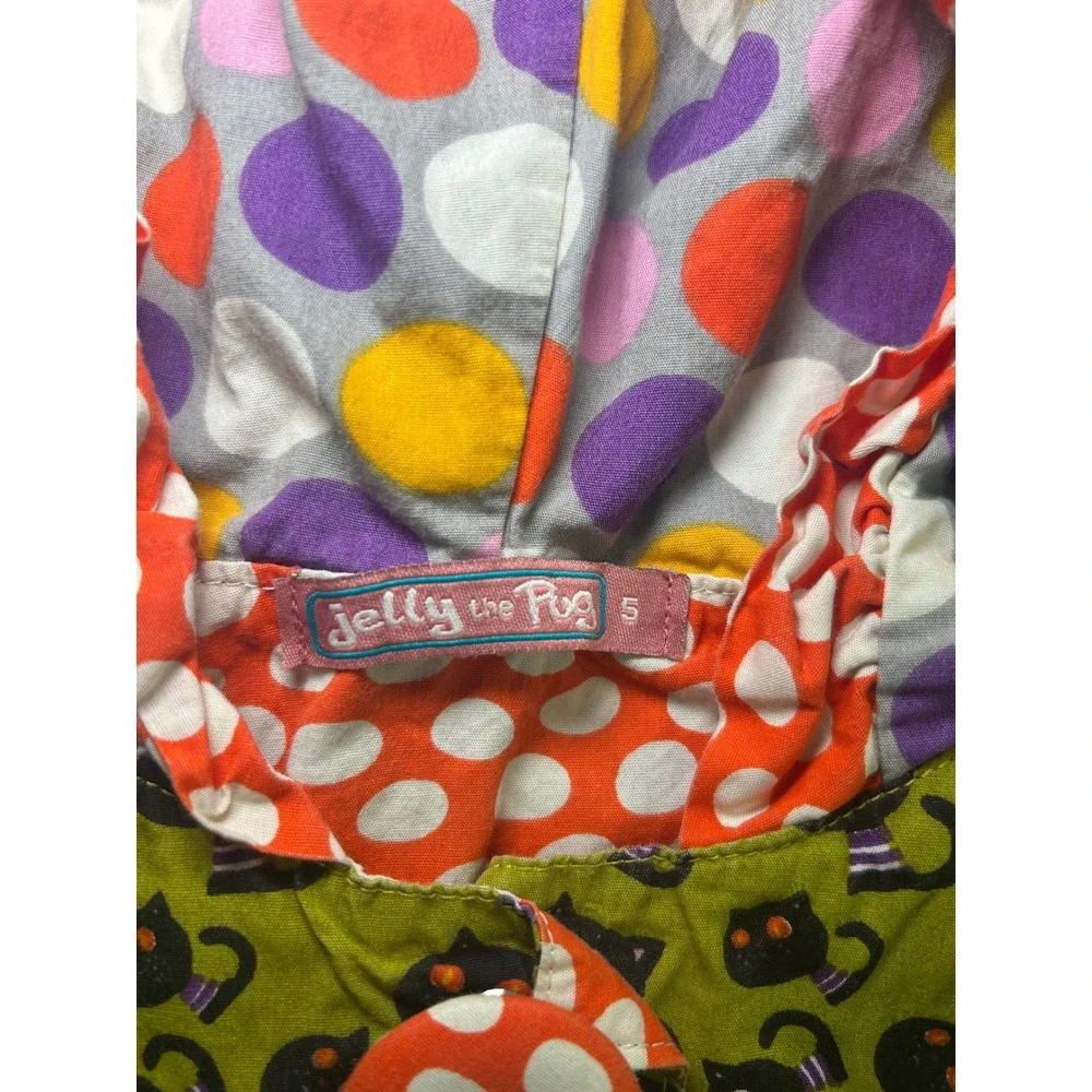 Jelly the Pug Hannah Dress Kids Size 5 Multicolor Halloween Monster Bash Hooded